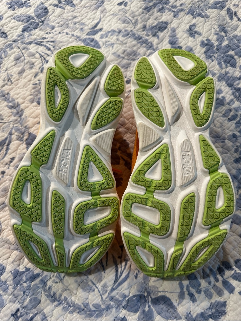 Hoka Orange Athletic Running Shoes with Light Blue Logo - Picture 6 of 9